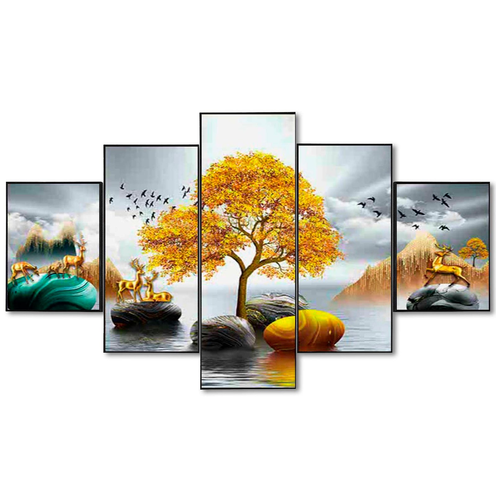 Set Of Five Framed Digital Wall Painting - Image 3