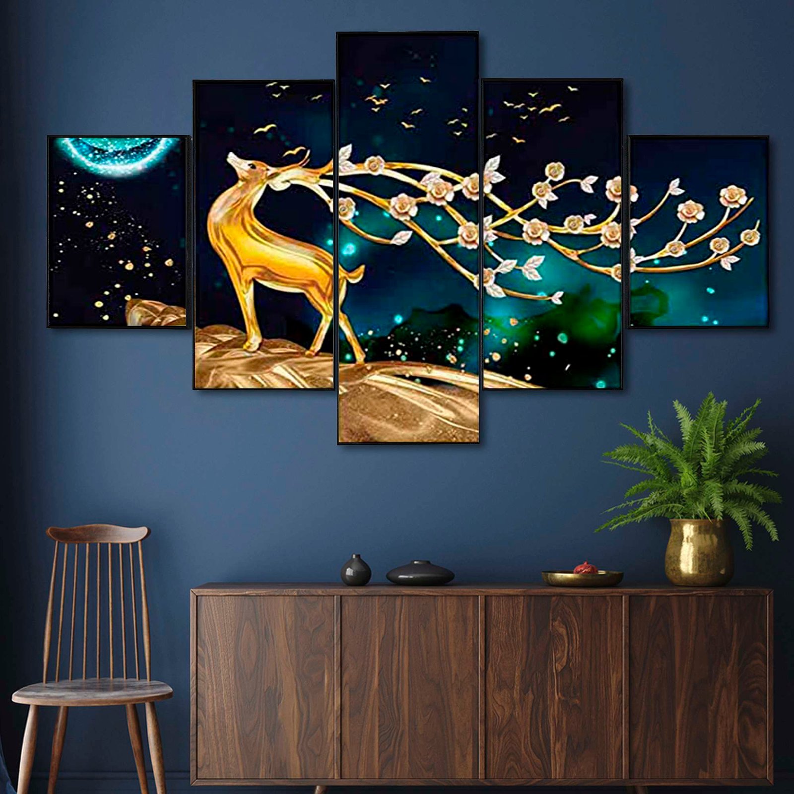Set Of Five Framed Digital Wall Painting