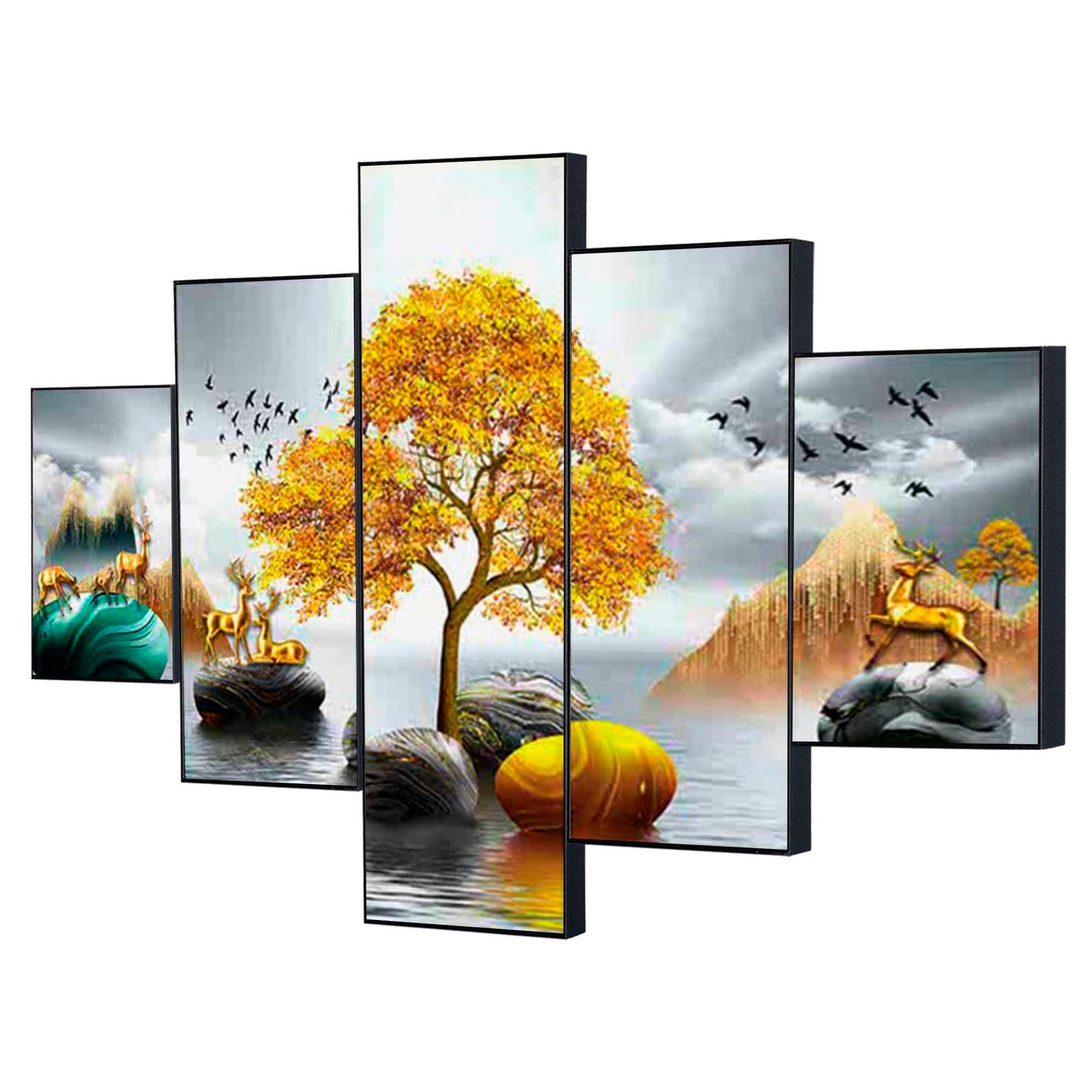 Set Of Five Framed Digital Wall Painting - Image 4