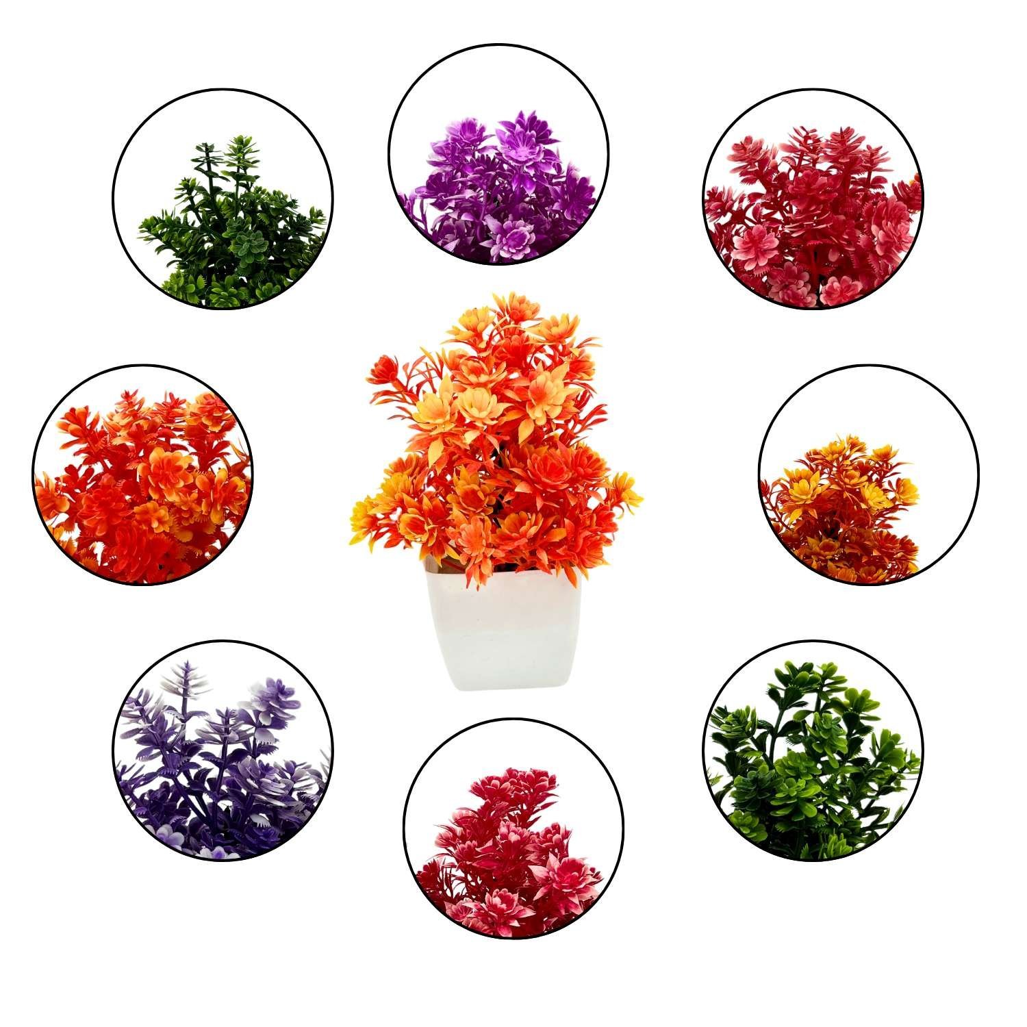Artificial Plants with Pot Showcase Decoration Plants Flowers | Fake Plant | Artificial Plants for Home Decor Office Gifting Plants Decorative (Pack Of 8) (RV-AP22) - Image 3