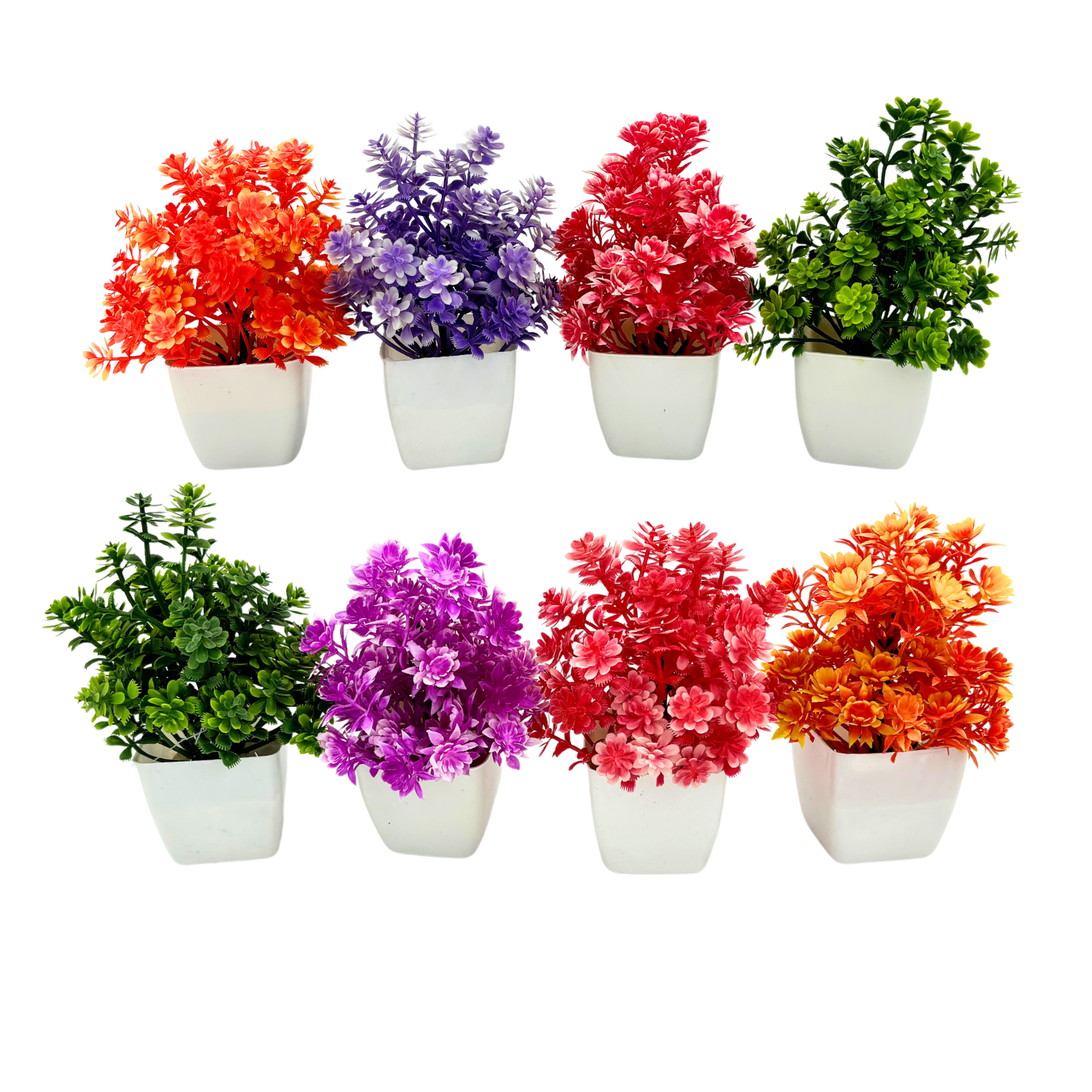 Artificial Plants with Pot Showcase Decoration Plants Flowers | Fake Plant | Artificial Plants for Home Decor Office Gifting Plants Decorative (Pack Of 8) (RV-AP22)