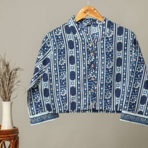 Artisan-Made Block Print Cotton for Ladies ? Ethnic Floral Print Top with Long Sleeves