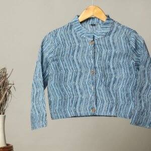 Hand-Crafted Block Print Cotton for Ladies ? Ethnic Floral Print Top with Long Sleeves