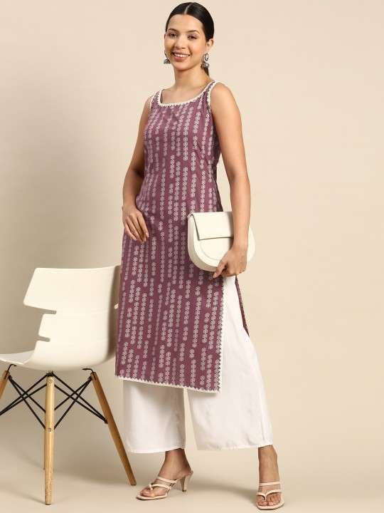 Women's Rayon Print Straight Kurti With Pant Set - Image 4