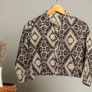 Hand-Crafted Block Print Cotton for Ladies ? Ethnic Floral Print Top with Long Sleeves
