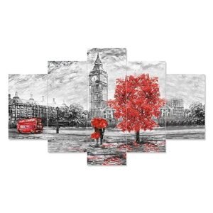 Set of 5 Modern Art Scenery 3D Framed Uv Coated Painting For Wall Decoration(75 X 43 Cm), Multi