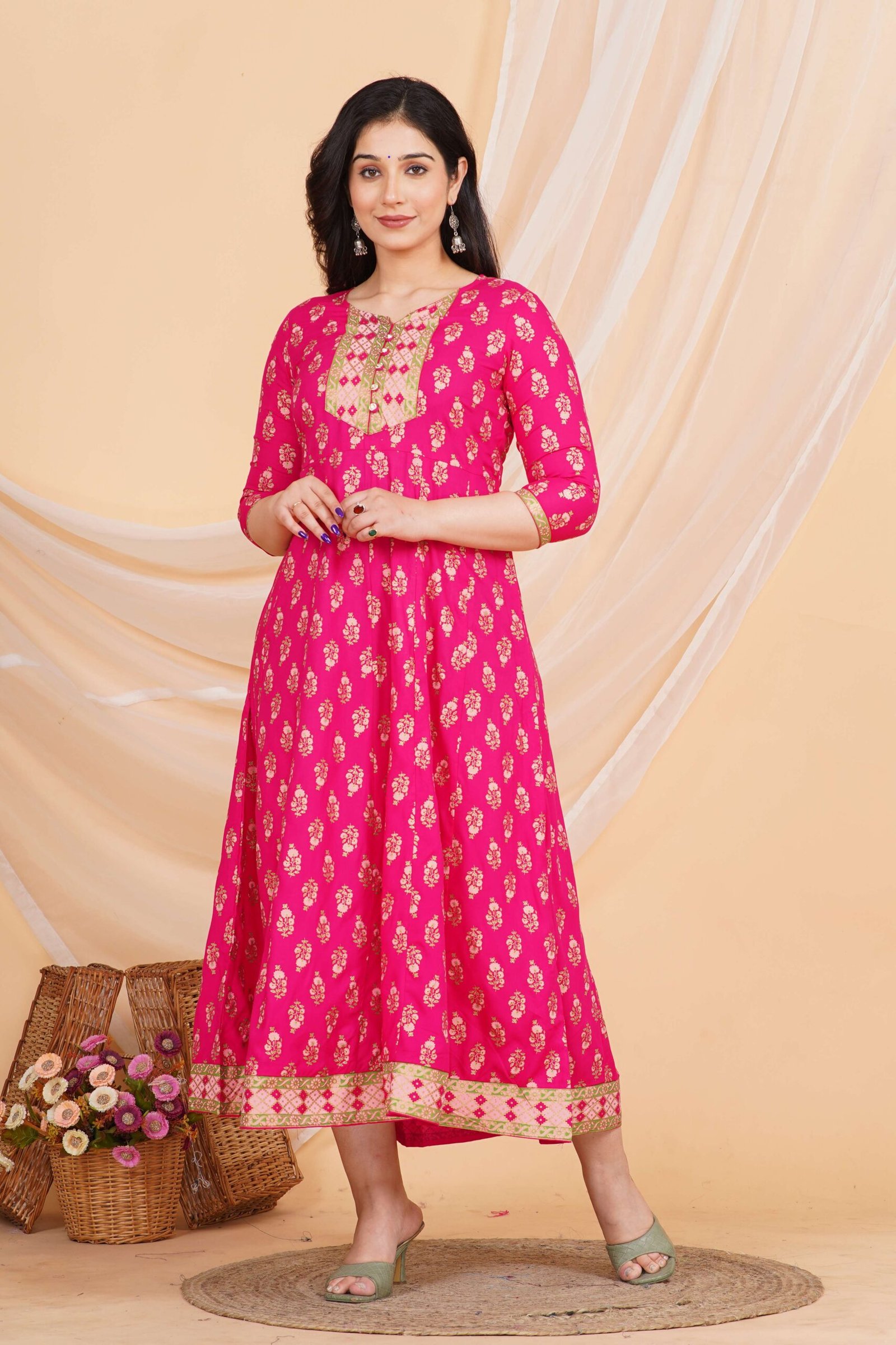 Women's Rayon Print Anarkali Short Kurti Gown - Image 3