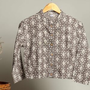 Artisan-Made Block Print Cotton for Ladies ? Ethnic Floral Print Top with Long Sleeves