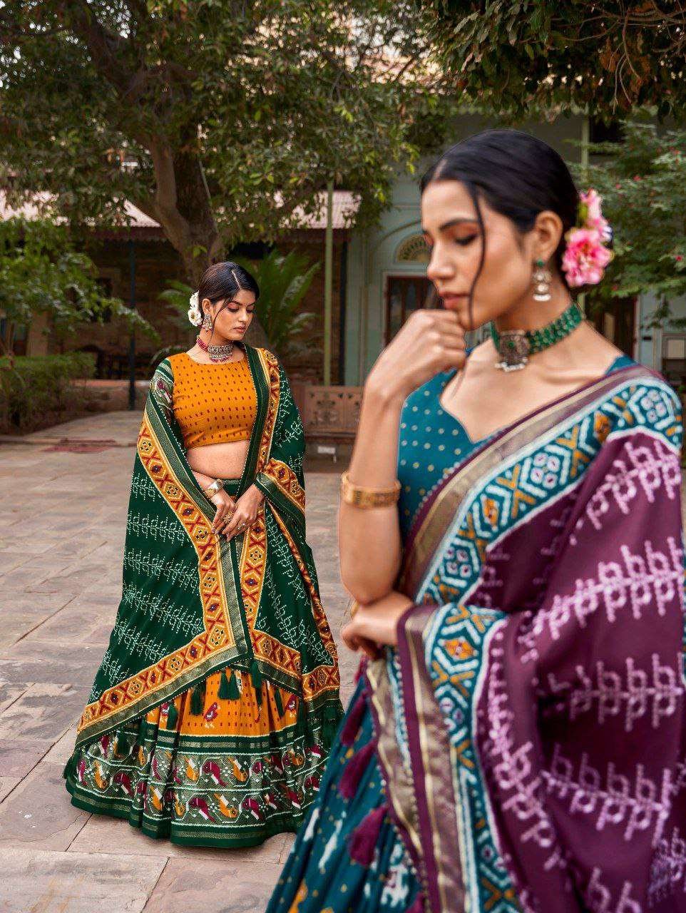 Women's Traditional Print Lehenga Choli Set with Bandhani Dupatta ? Festive & Navratri Wear