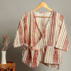 Hand-Crafted Block Print Cotton for Ladies ? Ethnic Floral Print Top with Long Sleeves