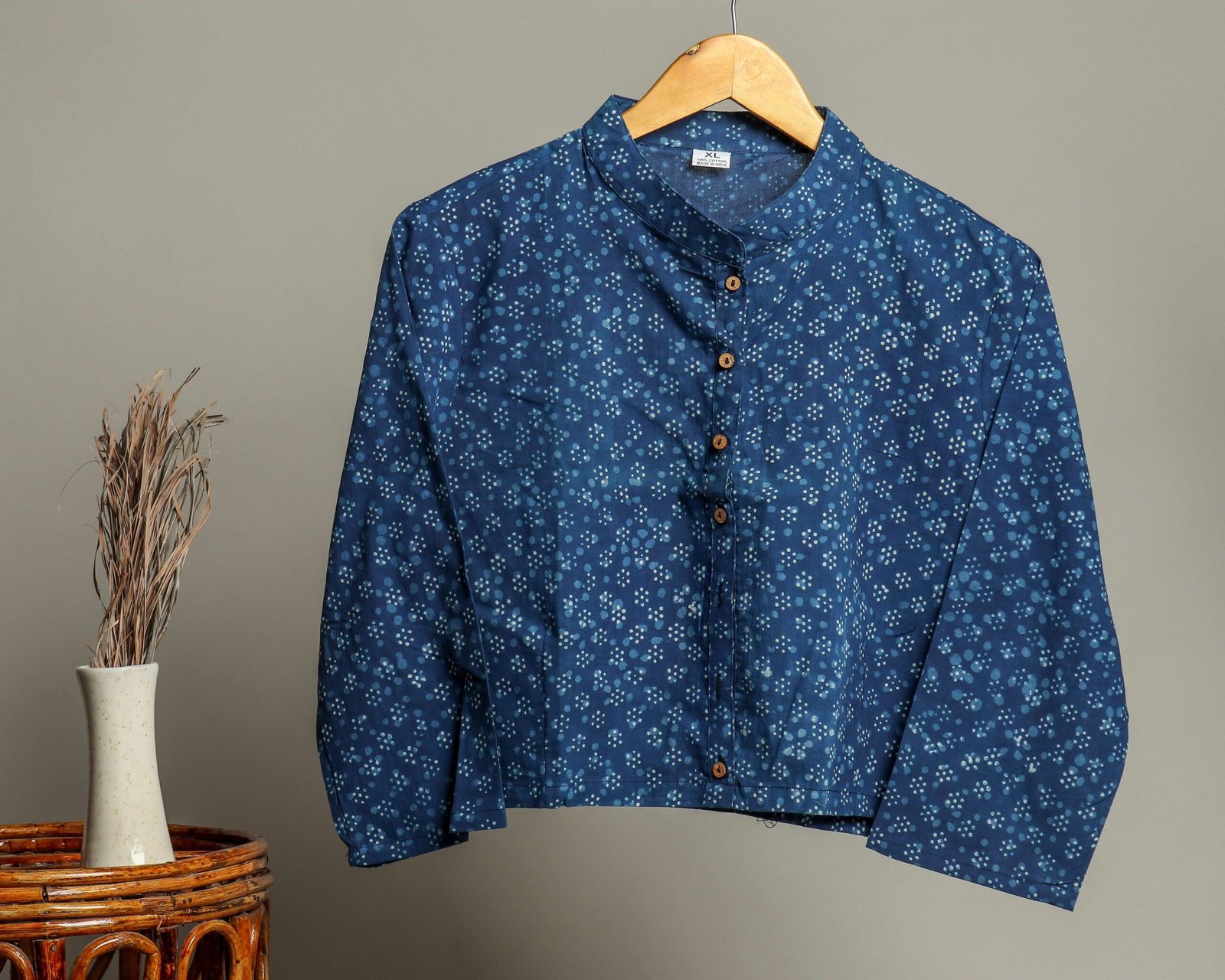 Artisan-Made Block Print Cotton for Ladies ? Ethnic Floral Print Top with Long Sleeves