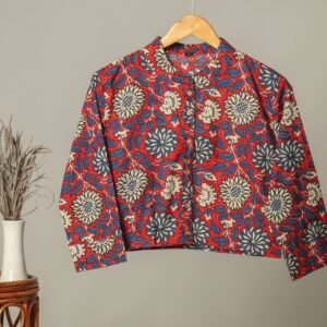 Artisan-Made Block Print Cotton for Ladies ? Ethnic Floral Print Top with Long Sleeves