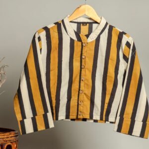 Hand-Crafted Block Print Cotton for Ladies ? Ethnic Floral Print Top with Long Sleeves