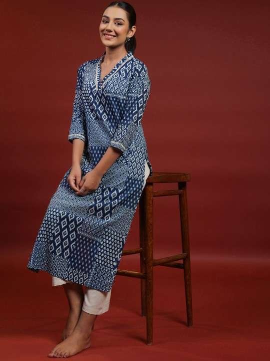 Women's Rayon Print Straight Kurti With Pant Set - Image 7