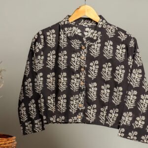 Artisan-Made Block Print Cotton for Ladies ? Ethnic Floral Print Top with Long Sleeves