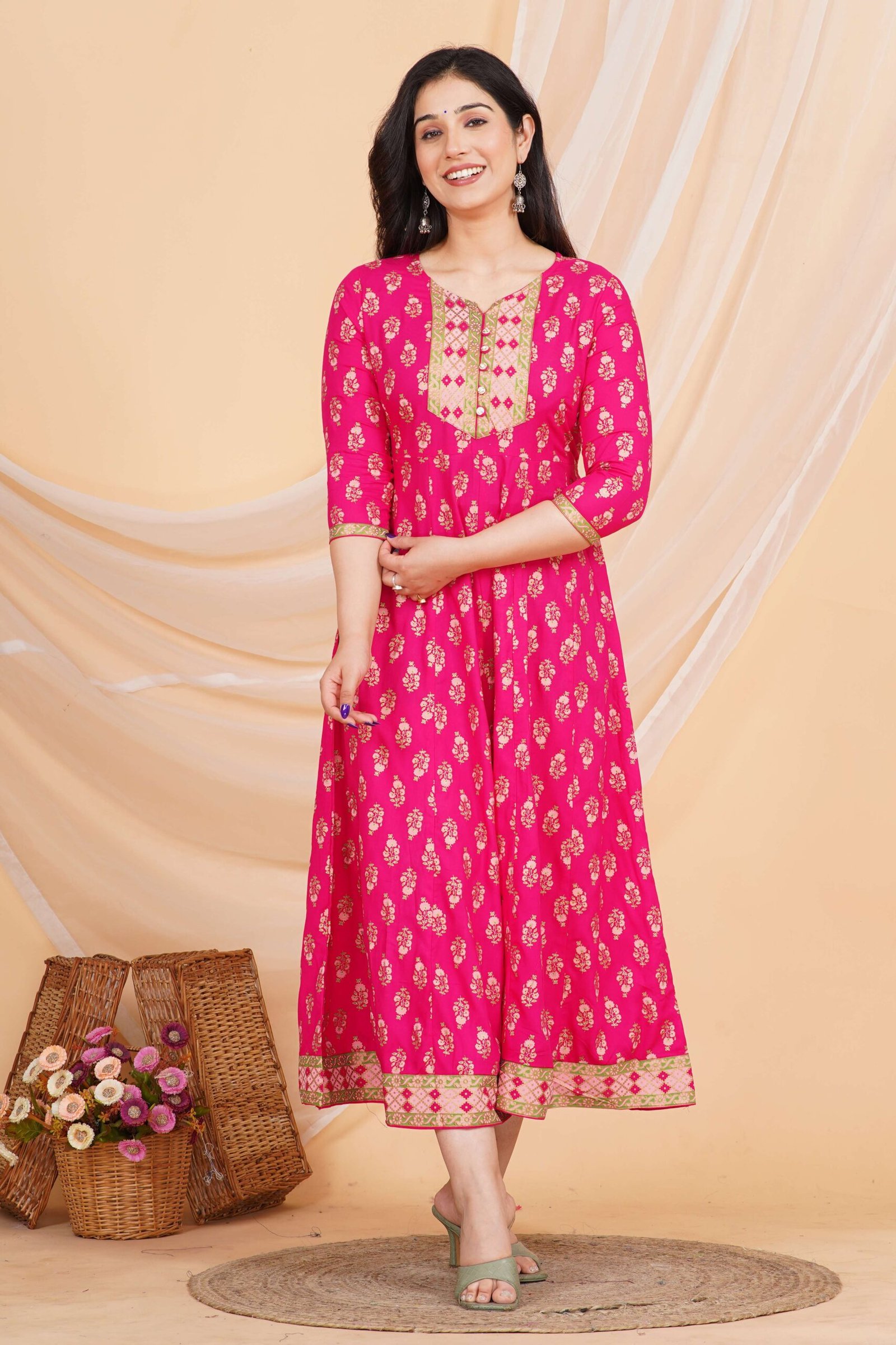 Women's Rayon Print Anarkali Short Kurti Gown - Image 4