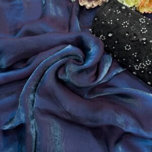 Women's Iridescent Dual-Tone Silk Saree with All-Over Sequin Decorated Blouse Piece