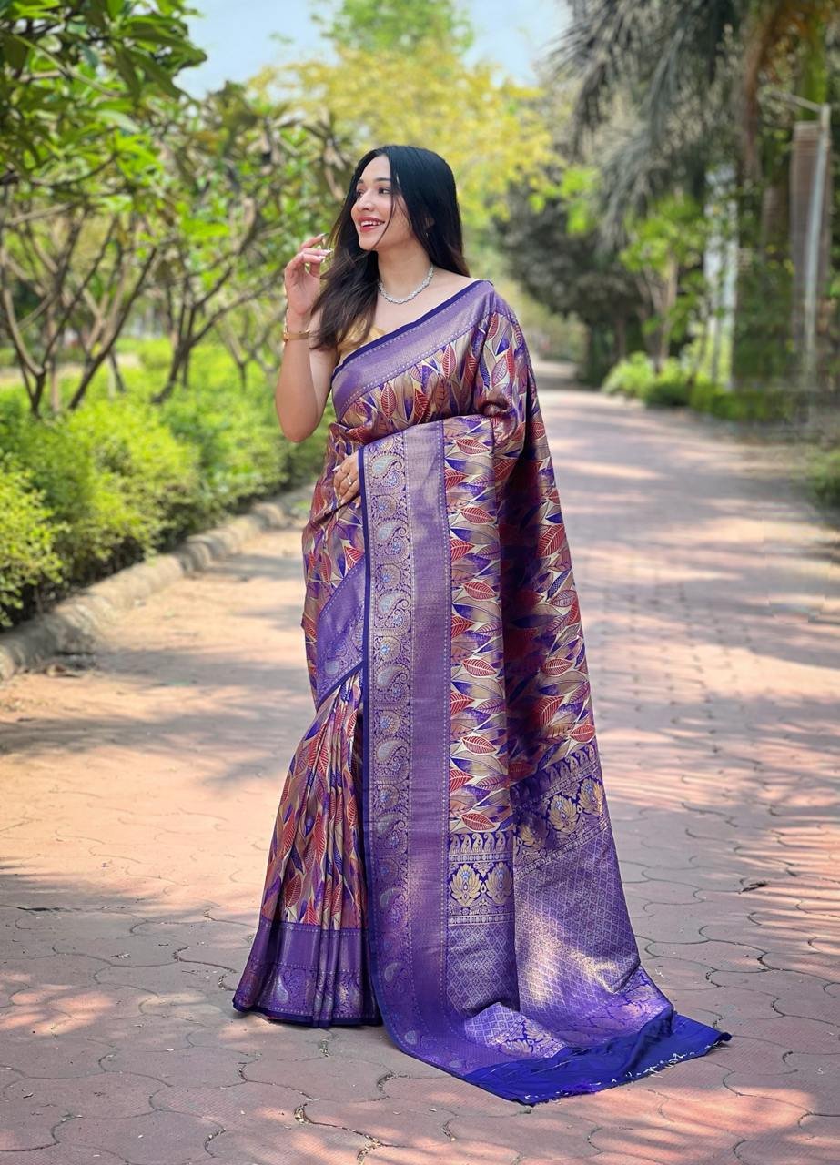 Women's Plush Pista Green & Pink Art Silk Saree with Fine Leaf Weave & Broad Zari Border – Perfect for Festive & Wedding Occasions - Image 9