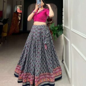 Women's Print Ethnic Lehenga Choli Set with Embroidered Blouse ? Chic Festive Wear