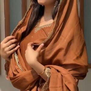 Women's Georgette Sequence Moti Work Straight Kurti With Salwar & Dupatta Set