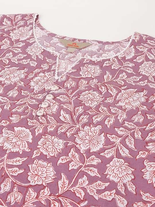 Women's Rayon Floral Print Straight Short Kurti Set - Image 3