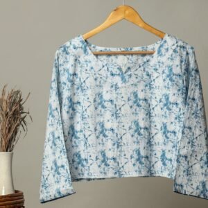 Artisan-Made Block Print Cotton for Ladies ? Ethnic Floral Print Top with Long Sleeves
