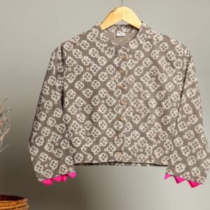 Artisan-Made Block Print Cotton for Ladies ? Ethnic Floral Print Top with Long Sleeves