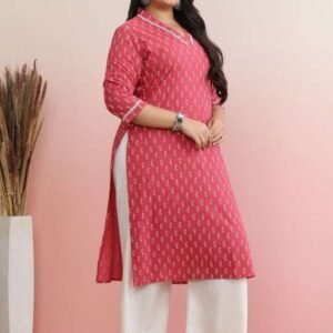 Women's Rayon Print Straight Kurti With Pant Set